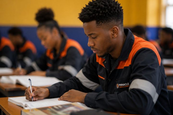 Student studying for a business or IT qualification at Pinnacle Technical Academy