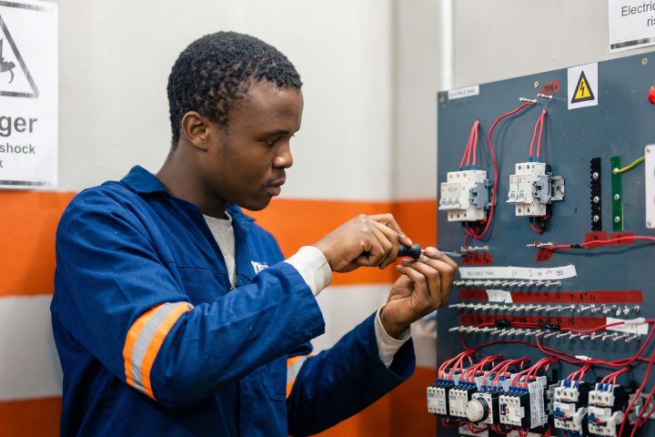Handyperson student doing basic electrical maintenance at Pinnacle Technical Academy Johannesburg