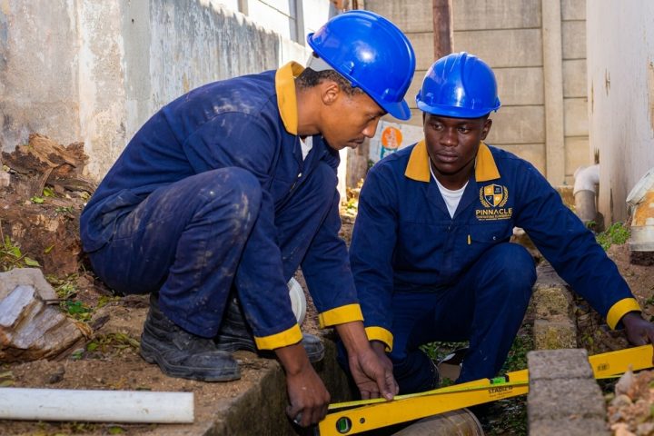Bricklayer assistant students working on a foundation at Pinnacle Technical Academy Johannesburg